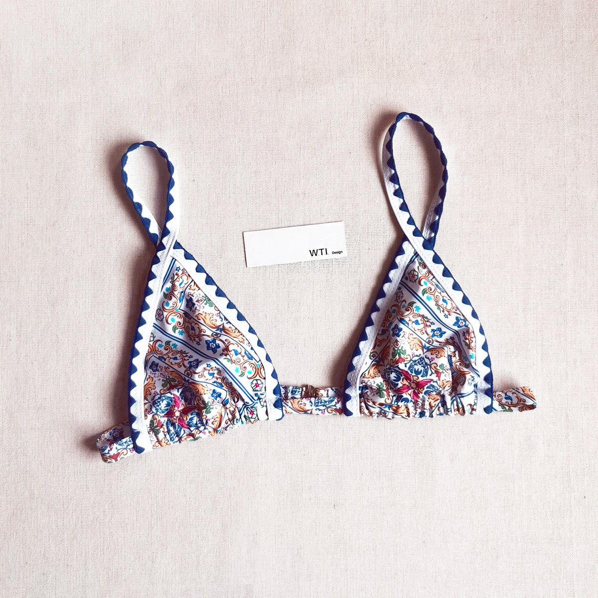 Floral Print Crochet Hem Triangle Bikini Swimsuit