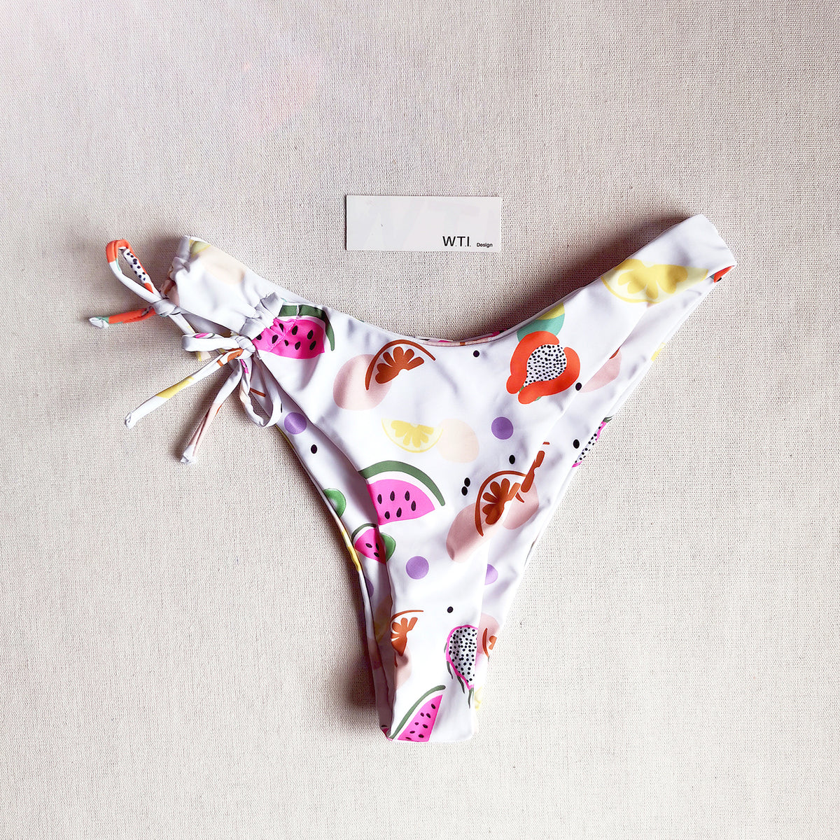 Fruit Print Shirred Front Crop Top Bikini Swimsuit