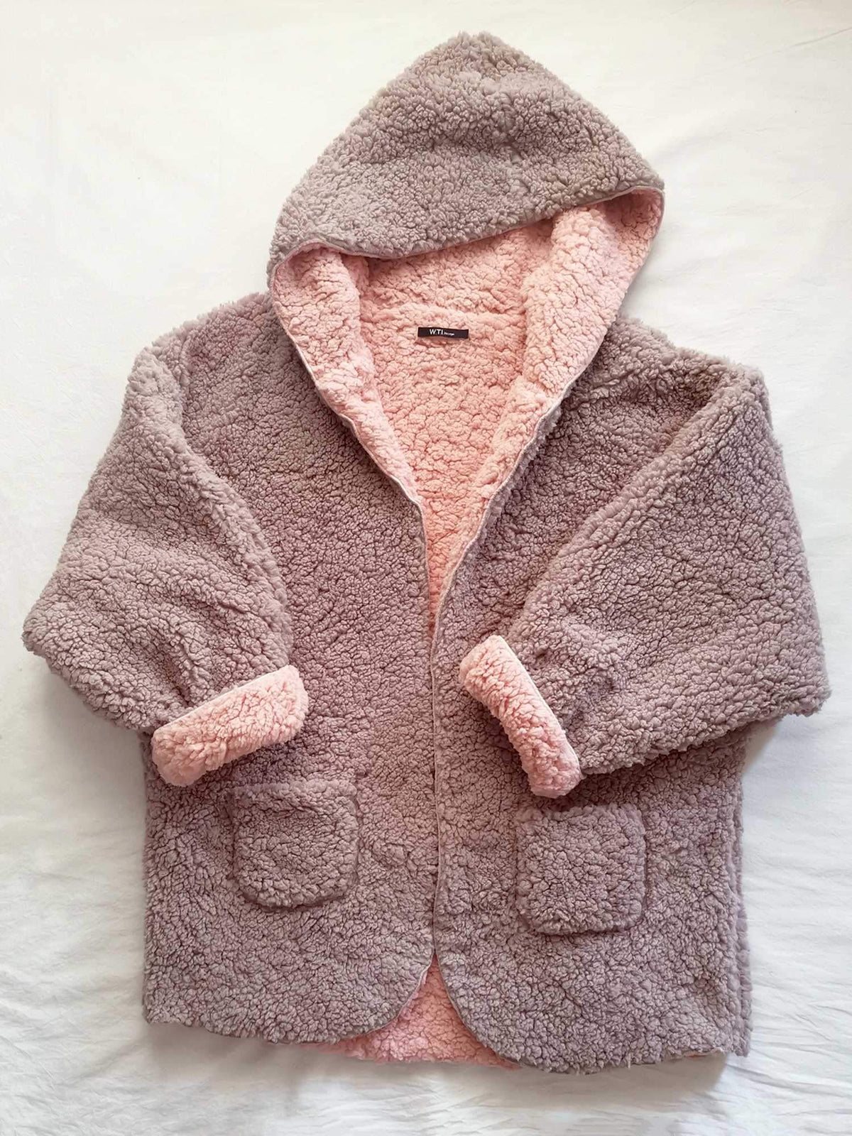 Reversible Faux fur Hoodie Coat Fuzzy Jacket - worthtryit.com
