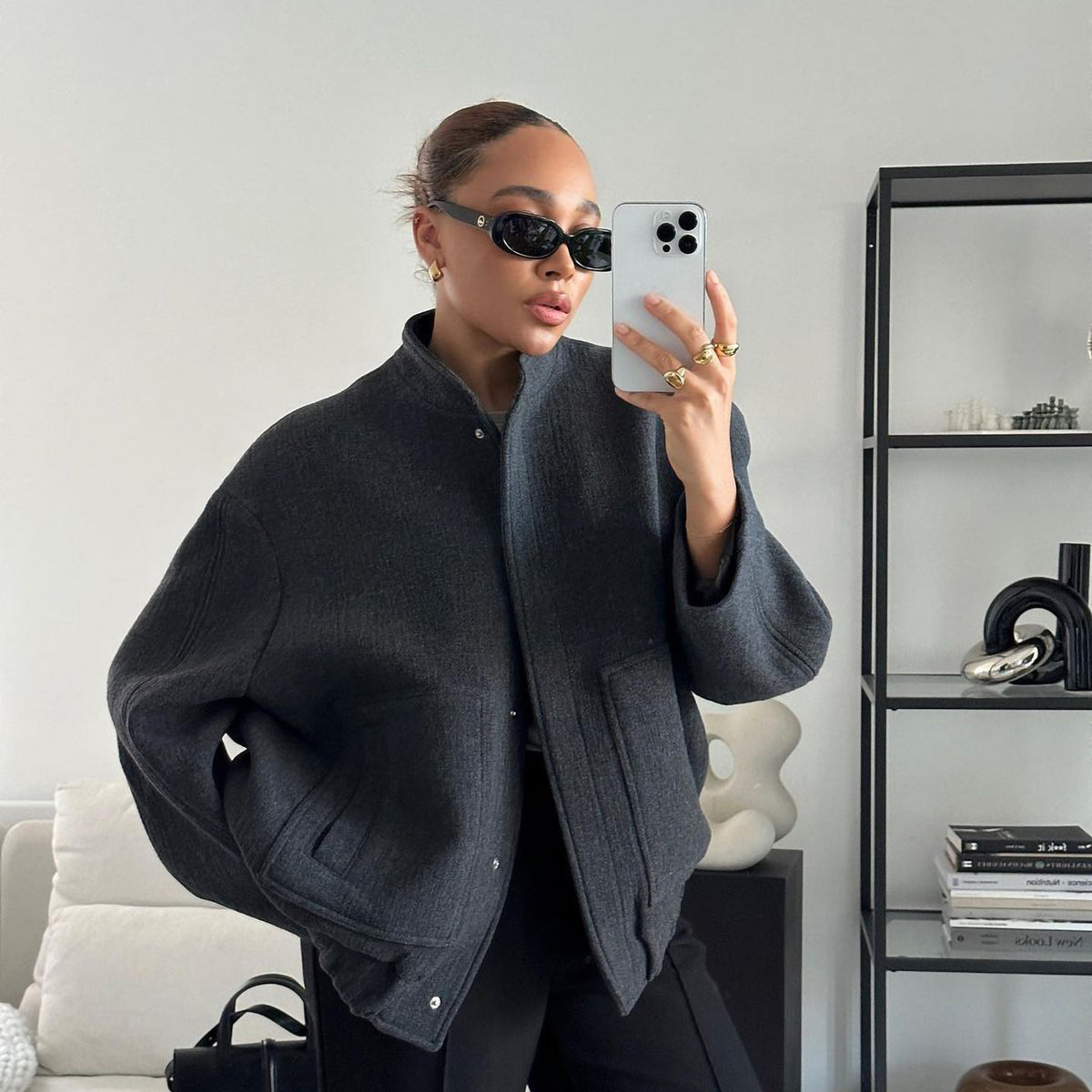 Oversize Stand Up Bomber Jacket