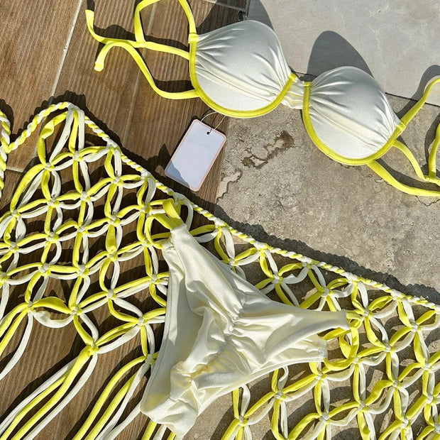 Color Block Ribbed Underwire Bikini Swimsuit