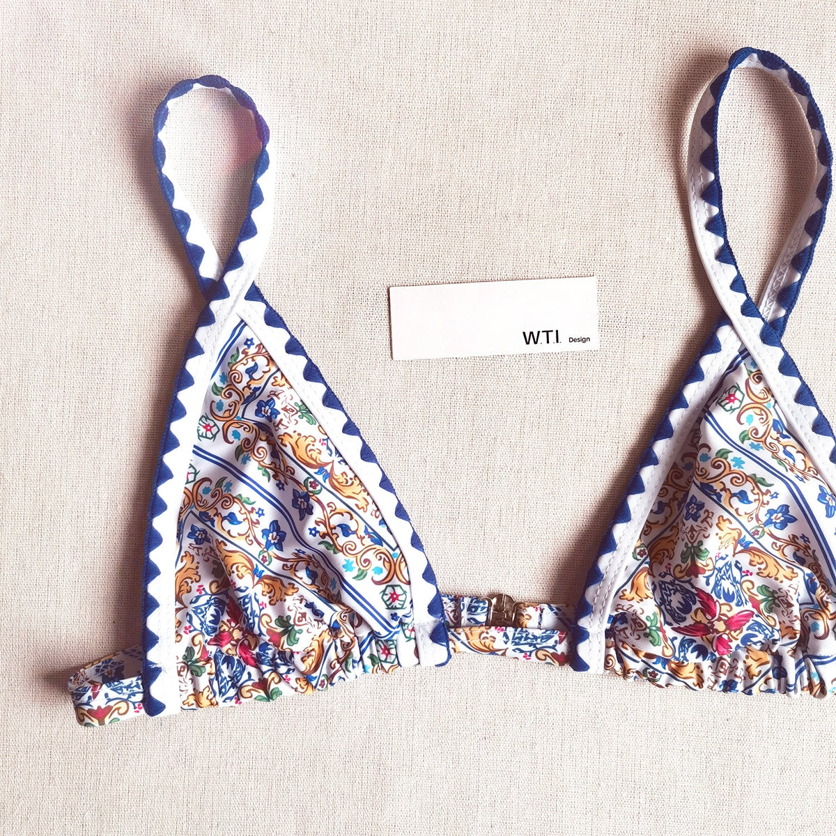 Floral Print Crochet Hem Triangle Bikini Swimsuit