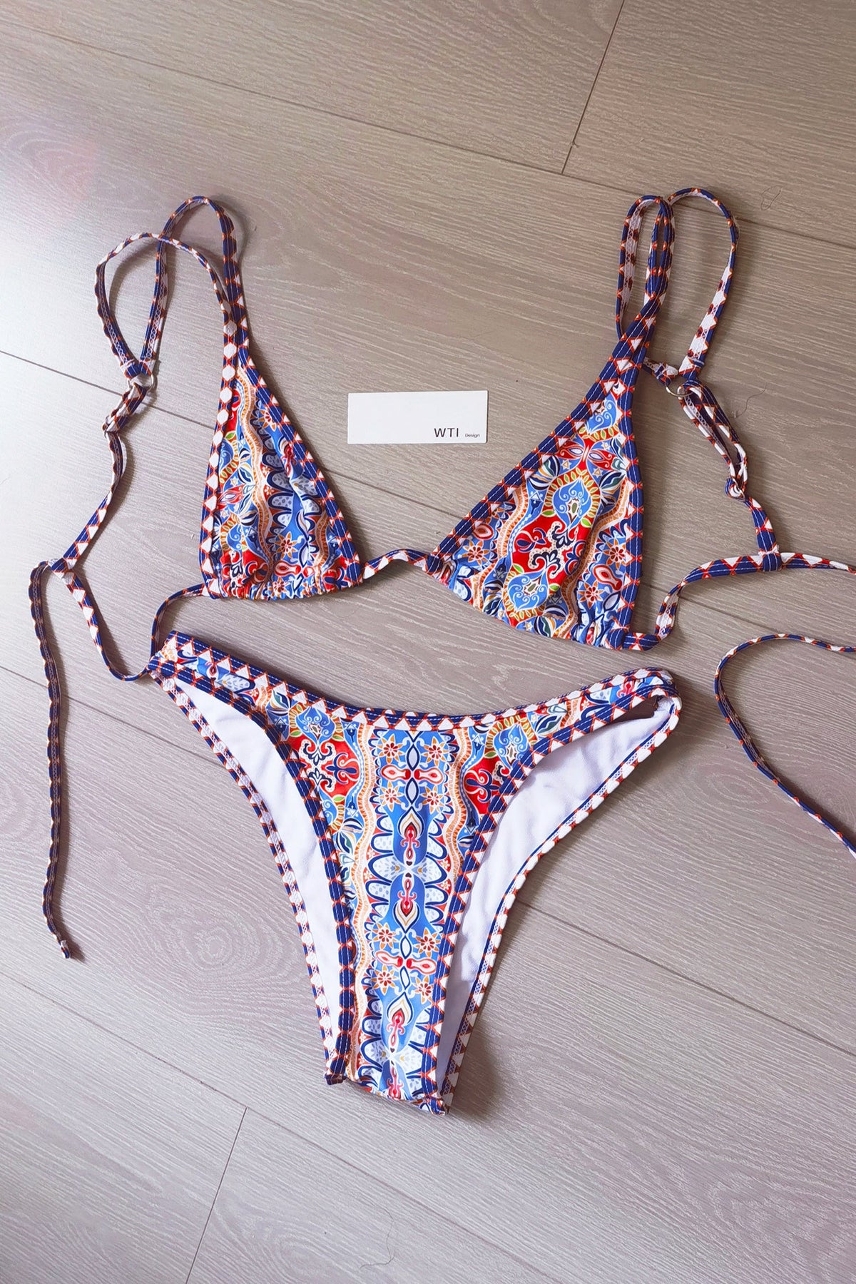 Boho Print Triangle Bikini Swimsuit