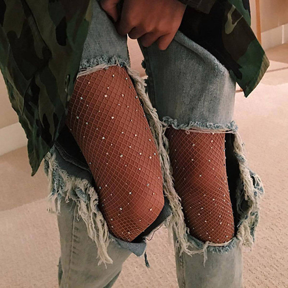 diamond fish net Diamond Fishnet Tights Rhinestone Fish Net Stockings-Small Mesh – W.T.I. Design