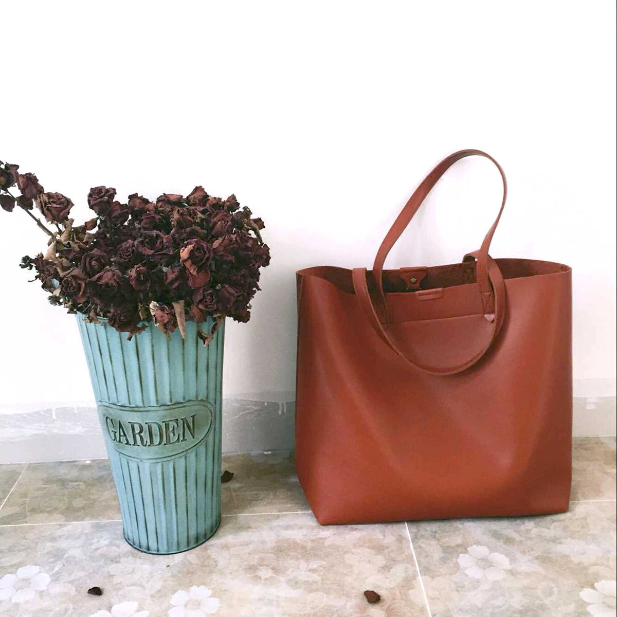 Oversized Tote Bag - Burnt Orange - worthtryit.com