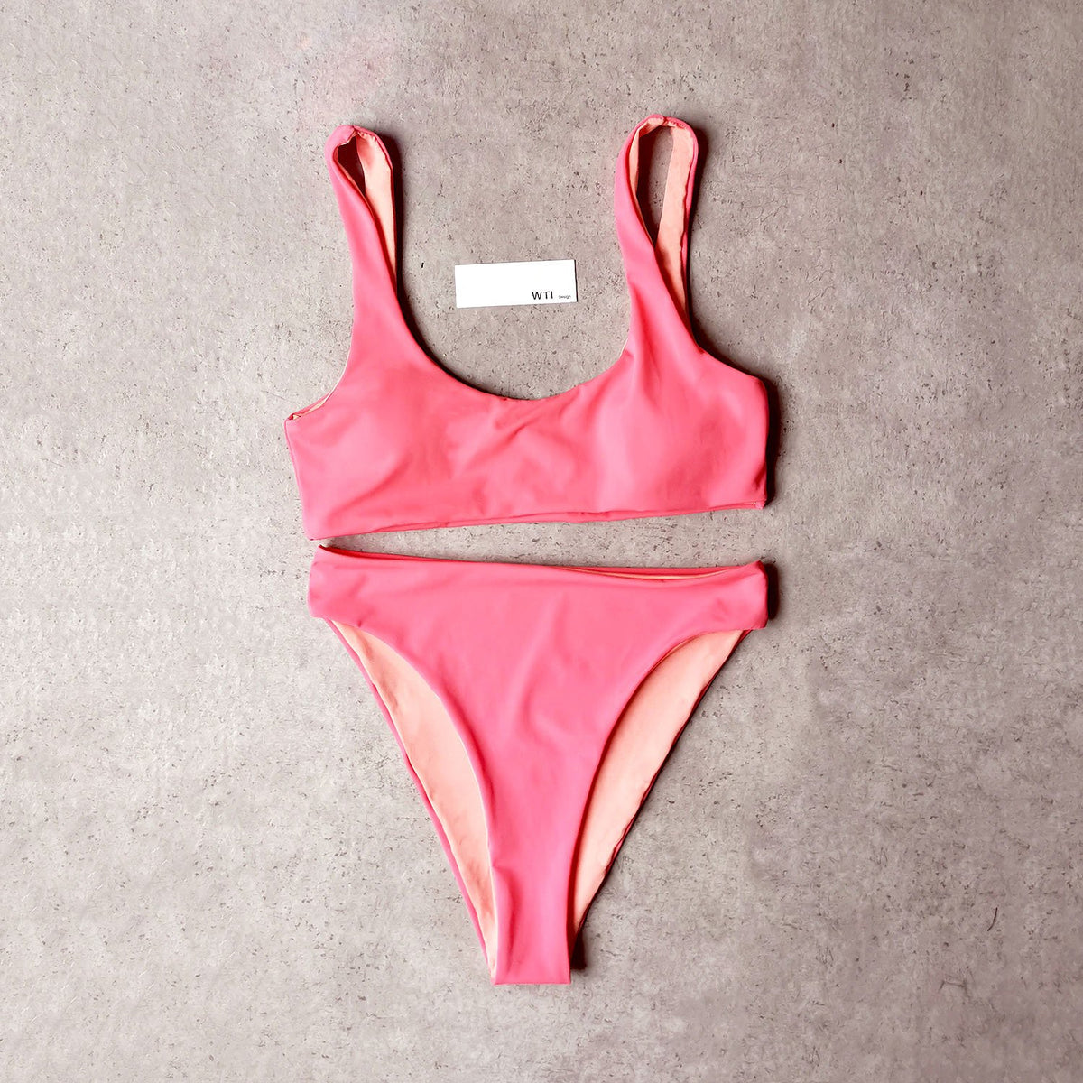 Solid Color Crop High Waist Bikini Swimsuit CH20