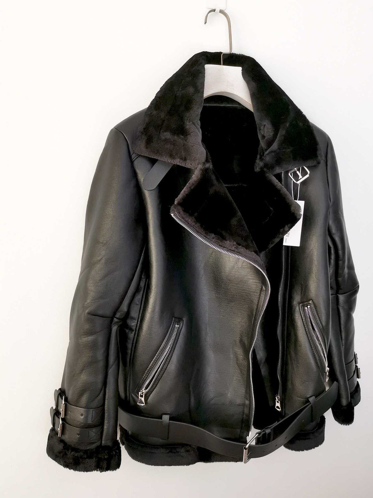 Oversized Faux Fur Moto Bike Jacket - worthtryit.com
