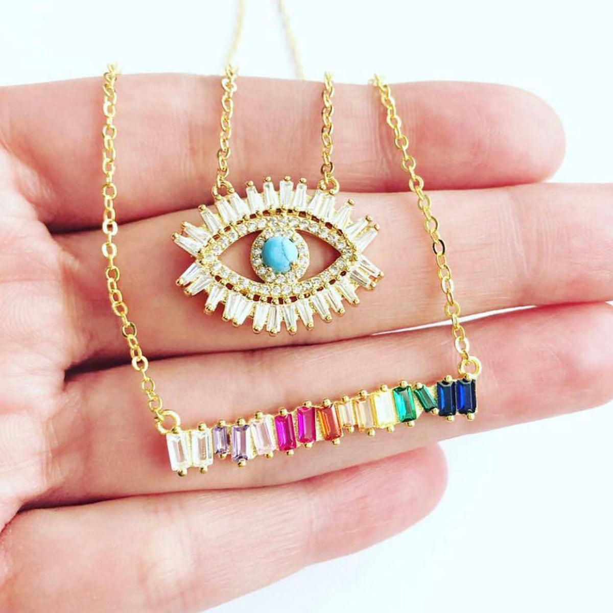Rainbow Baguette Choker Necklace - worthtryit.com