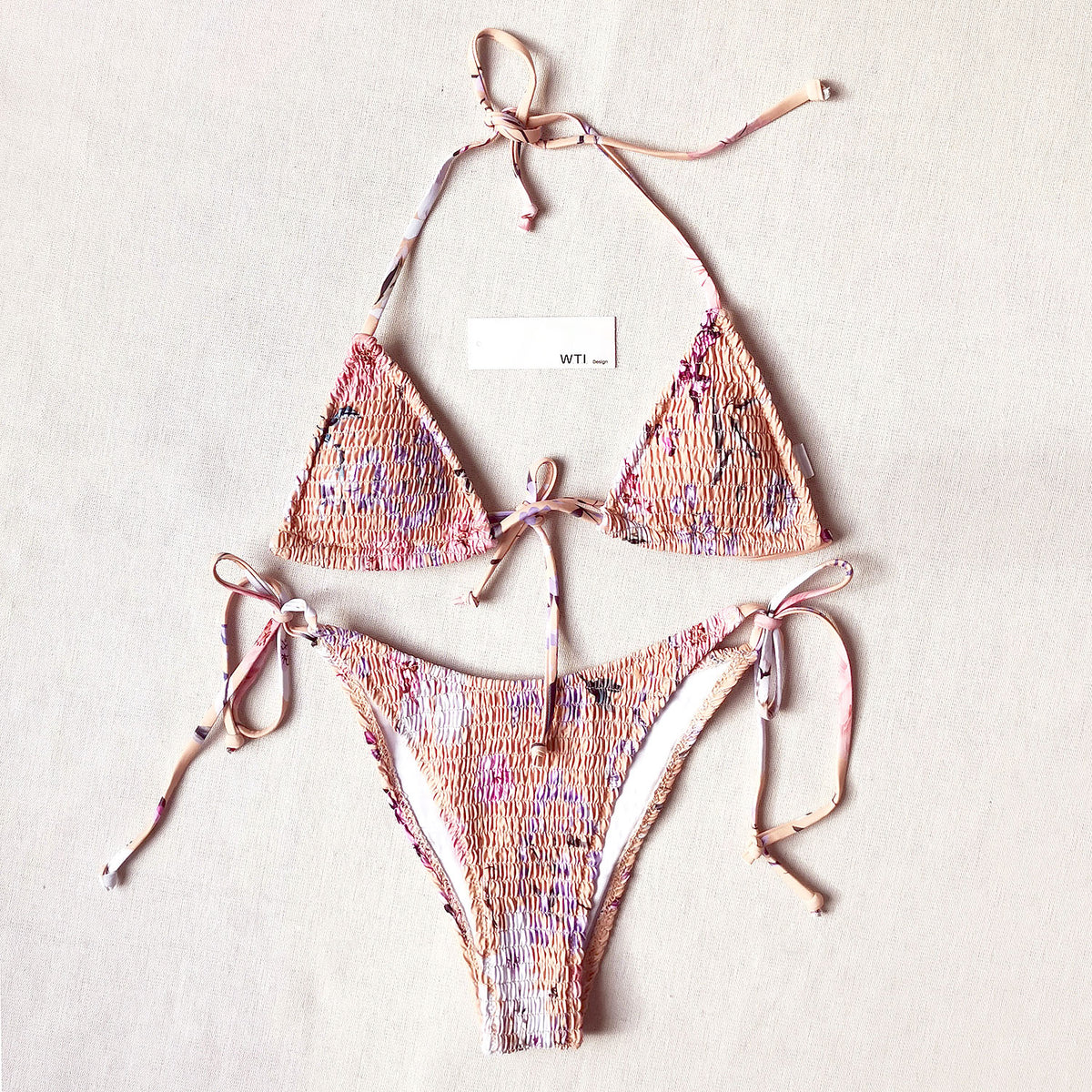 Floral Scrunched Triangle Bikini Swimsuit SY20