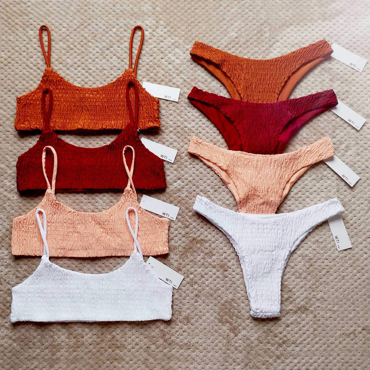 Cute Scrunch Spaghetti Bikini Set - worthtryit.com