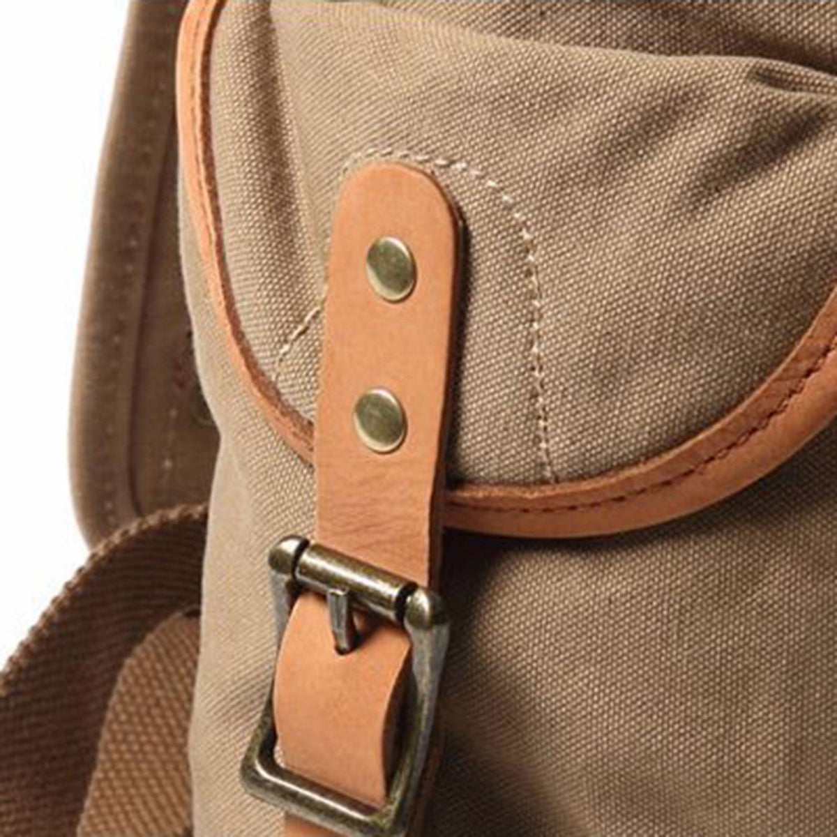 Vintage Style Canvas & Leather Rucksack Backpack 14" - worthtryit.com