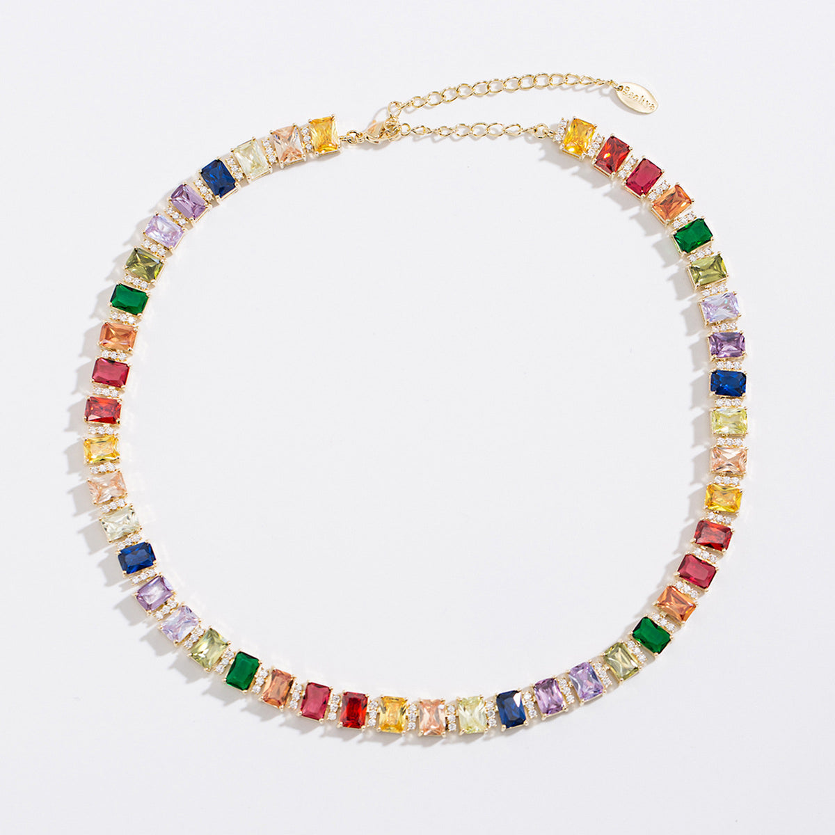 Rainbow Baguette Choker Necklace - worthtryit.com