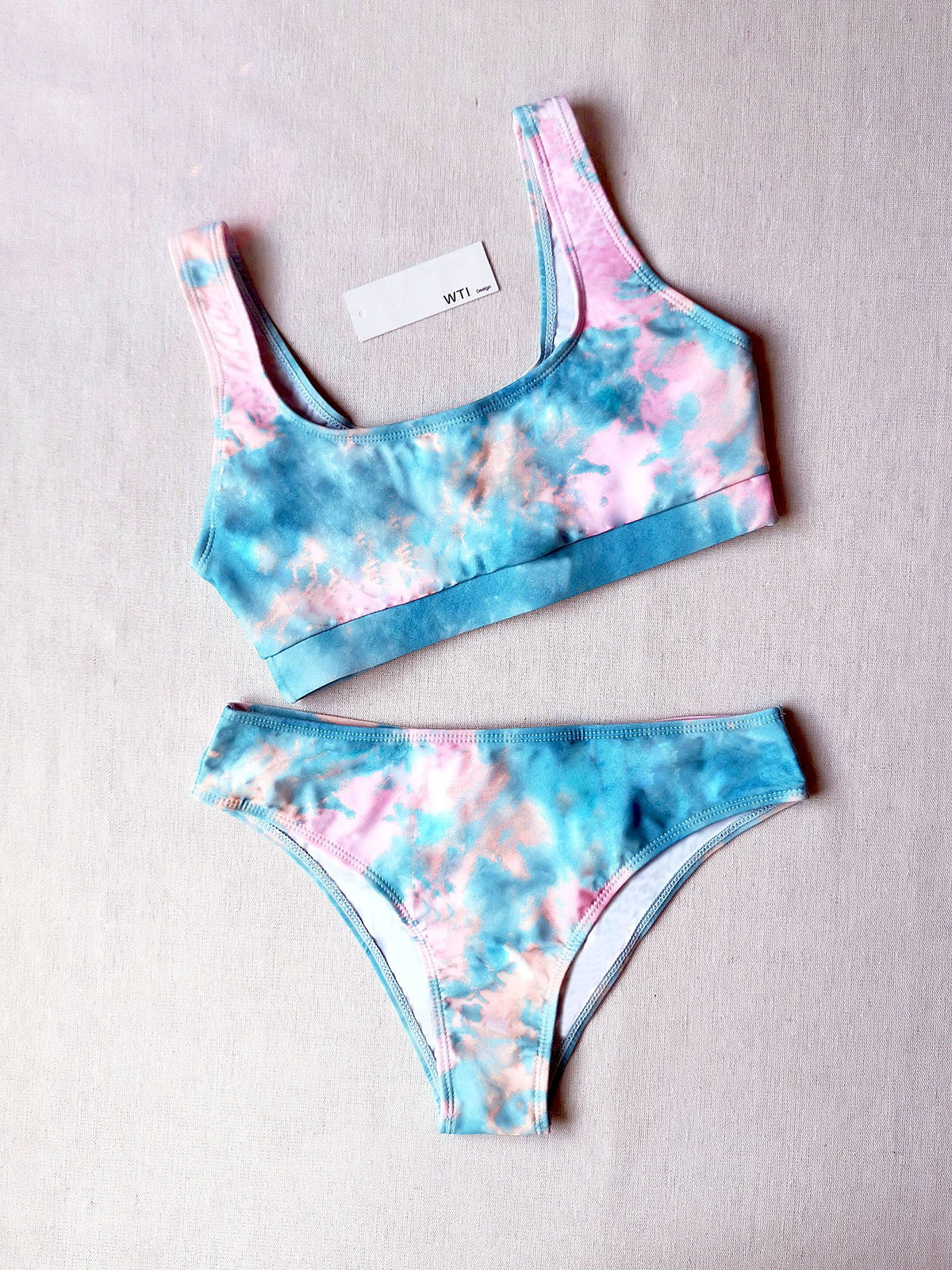 Tie Dye Square Neck Bikini Swimsuit