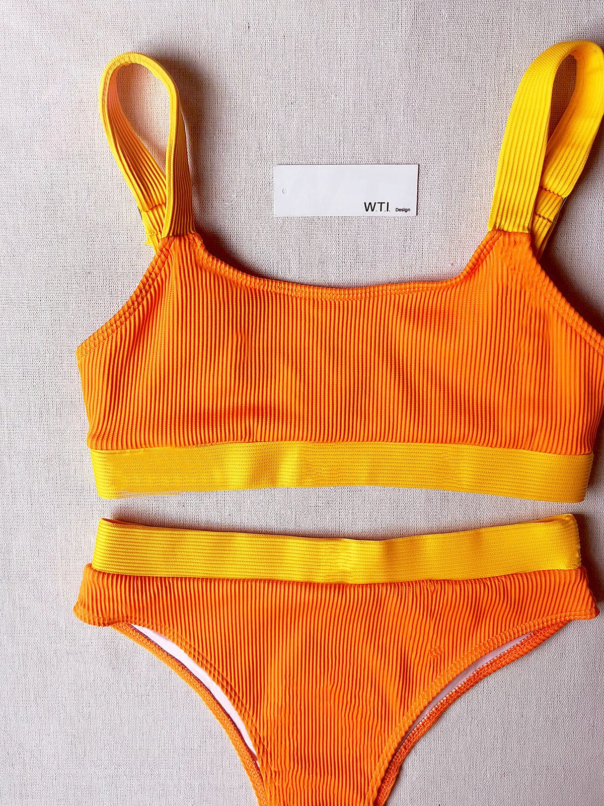 Solid Color Crop Top High Waist Bikini Swimsuit TL20