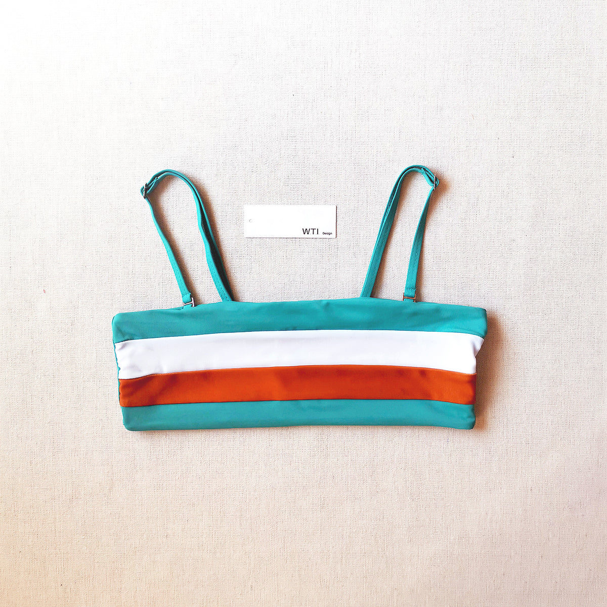 Color Block Strappy High Waisted Crop Top Bikini Set