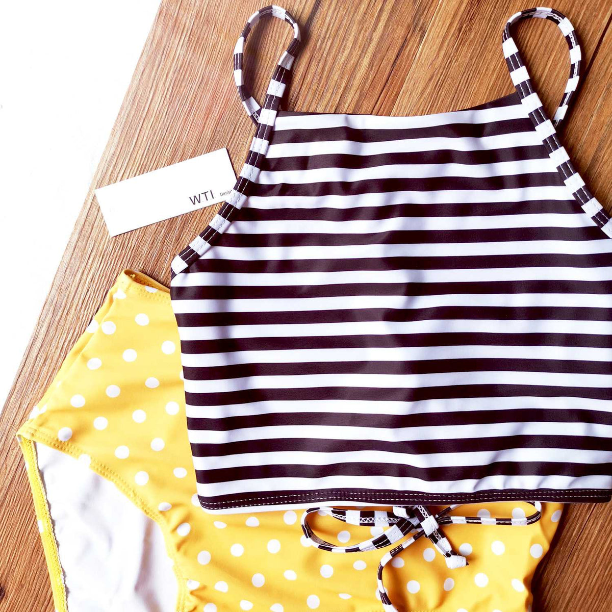 Lace Up Back High Waist Crop Top Bikini Set - worthtryit.com