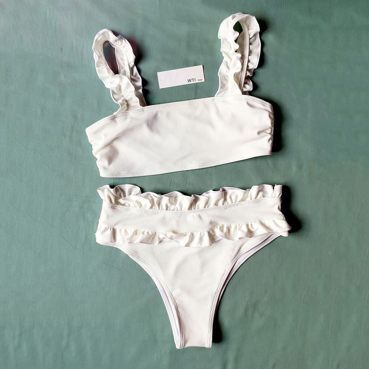 Ruffle Hem Crop Top Bikini Swimsuit SZ20