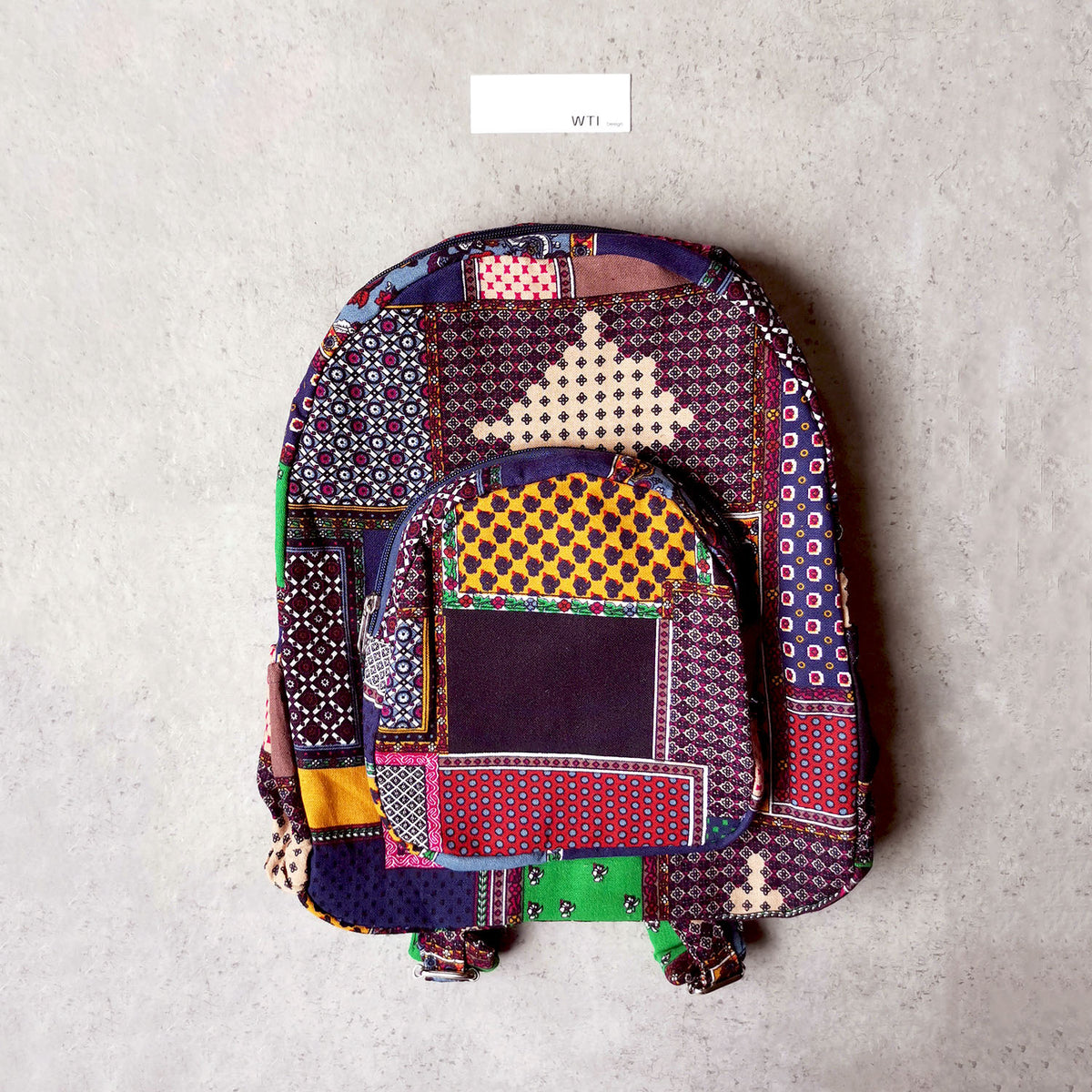 Boho Style Thailand Cotton Backpack-Green Row