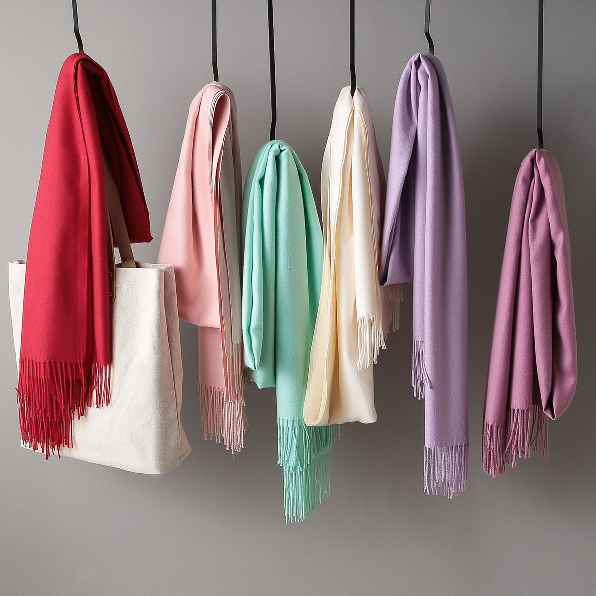 Solid Color Tassel Scarf - worthtryit.com