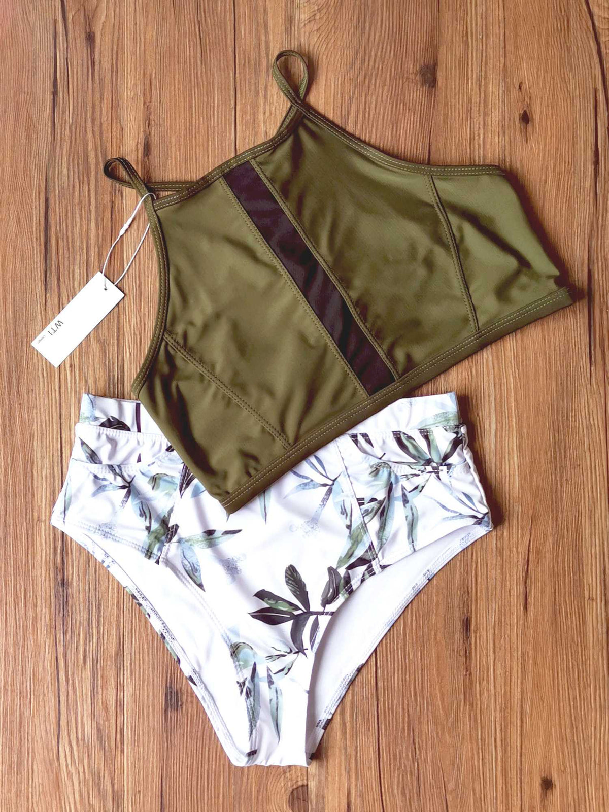 Floral Print High Neck Two Piece Swimsuit - worthtryit.com