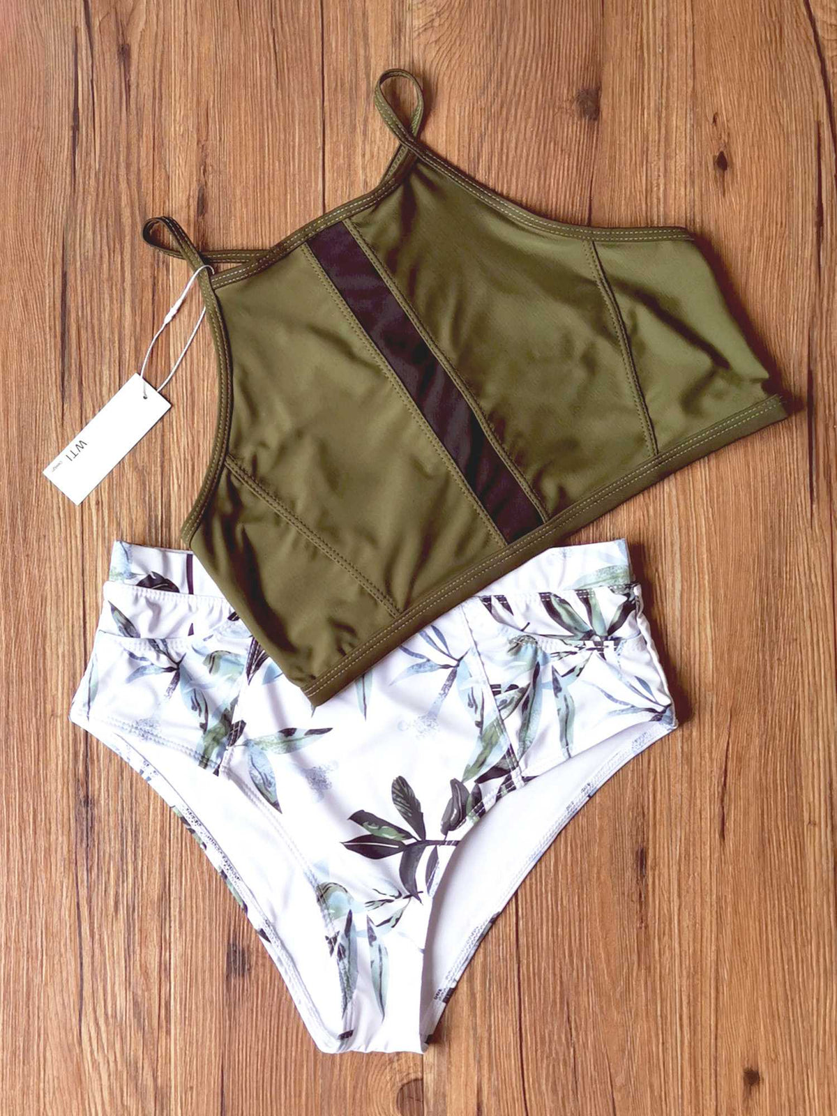 Floral Print High Neck Two Piece Swimsuit - worthtryit.com