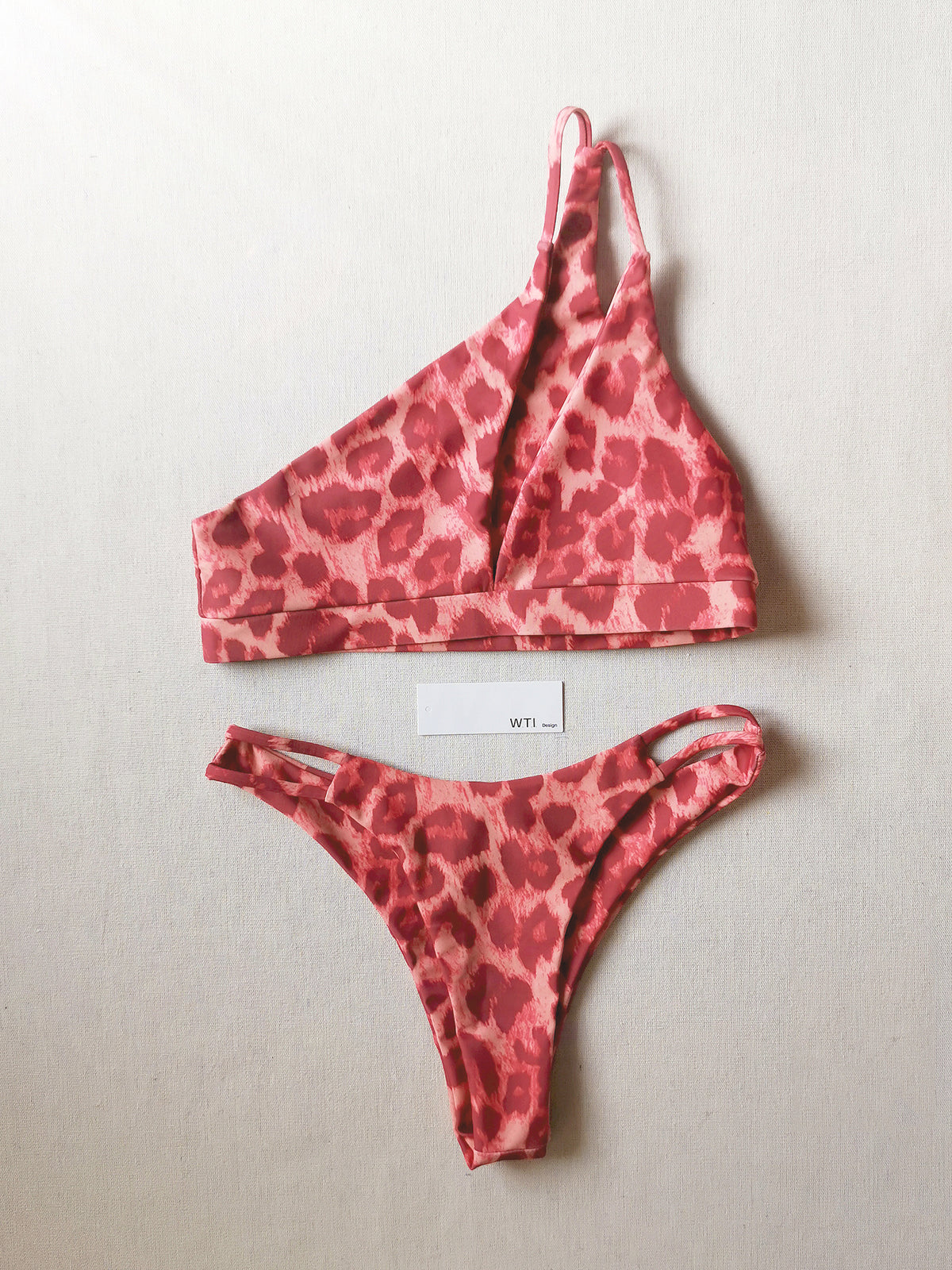 Leopard Side Cut One Shoulder Bikini