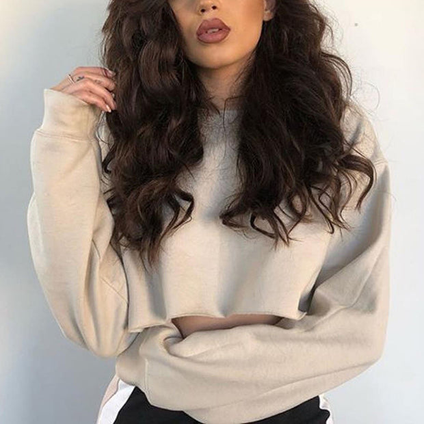 Classic Round Neck Short Sweatshirt