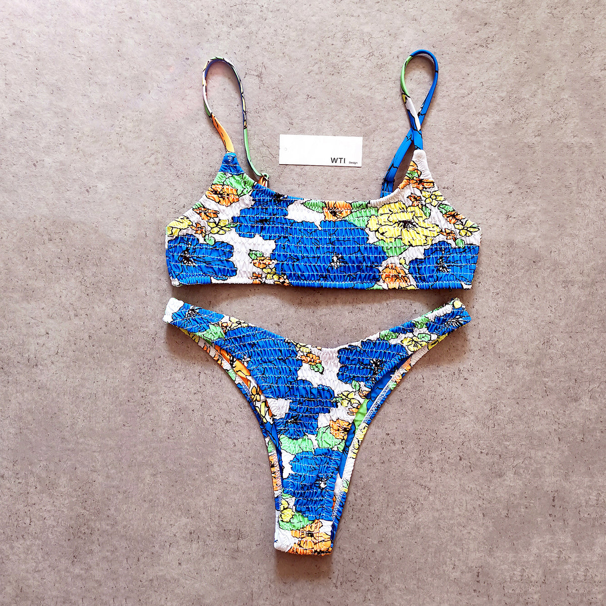Floral Scrunched Crop Top Bikini Swimsuit SY20