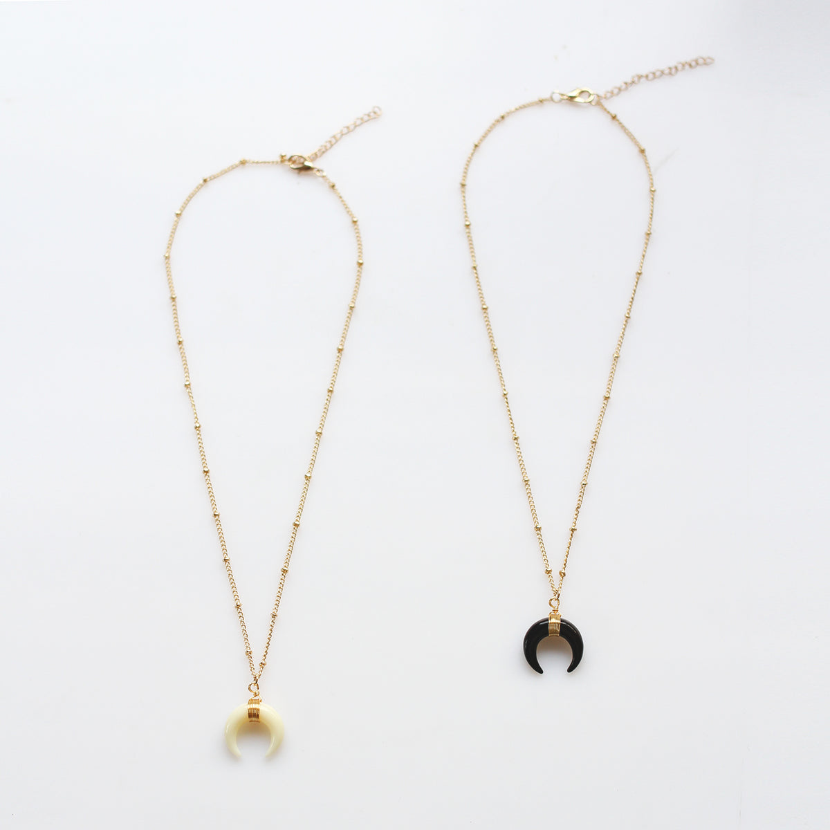 Special Gift Handmade Double Horn Crescent Pendant Beaded Necklace - worthtryit.com
