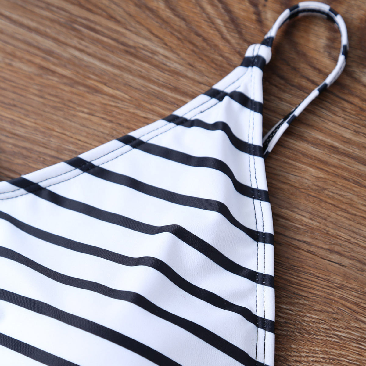 Modest White Stripes Backless One Piece Swimsuit - worthtryit.com