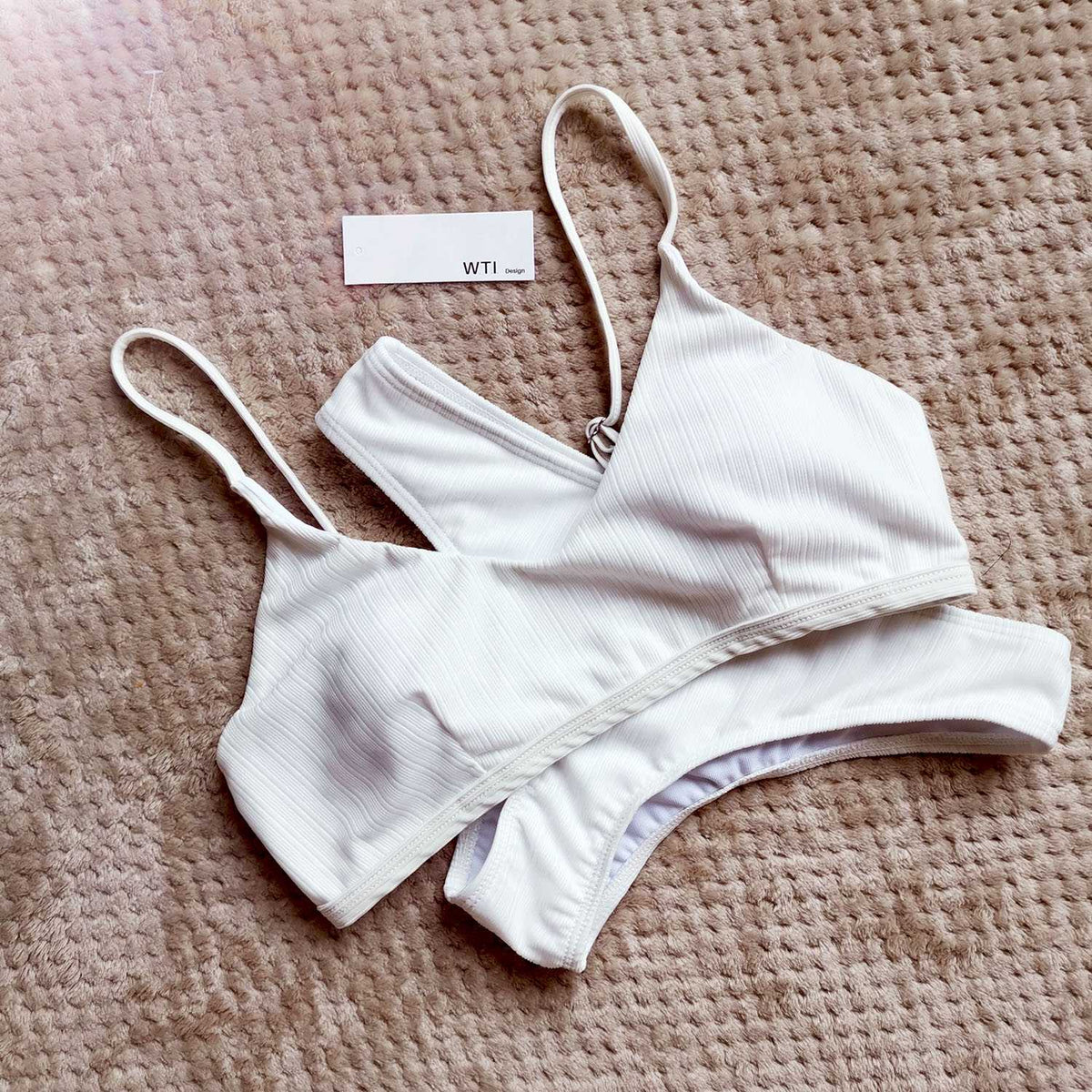 Sporty Ribbed Crop Top Bikini Set - worthtryit.com