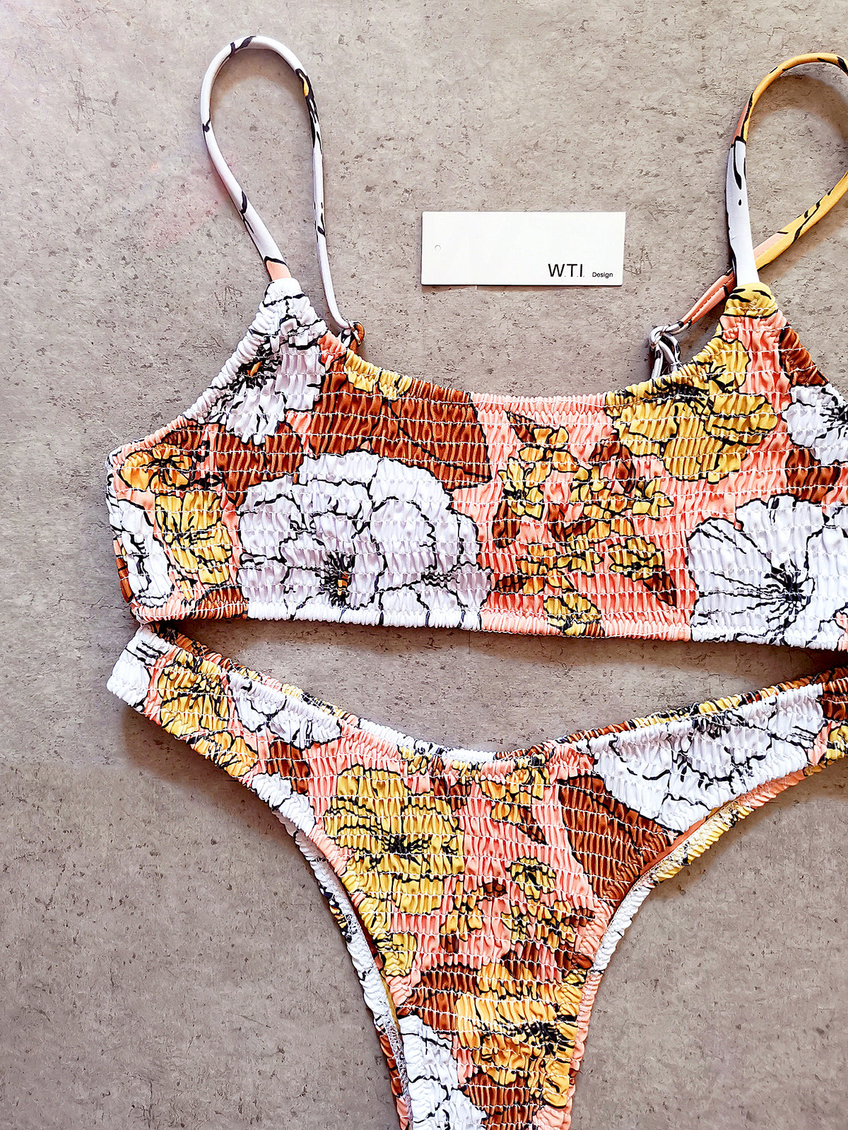 Floral Scrunched Crop Top Bikini Swimsuit SY208