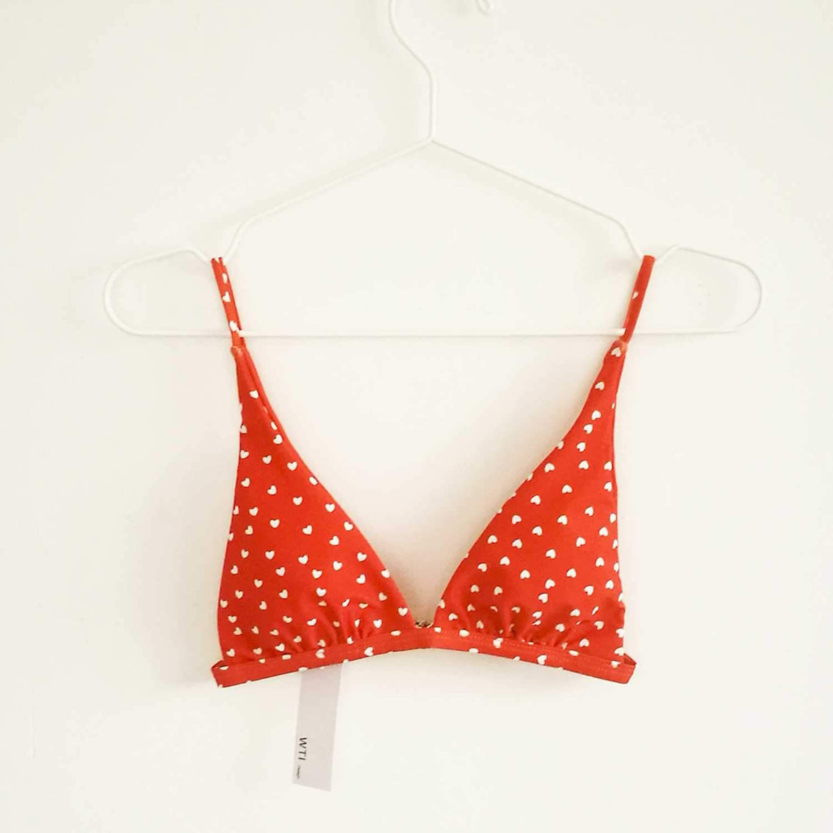 Heart Print Triangle Bikini Set - Red - worthtryit.com