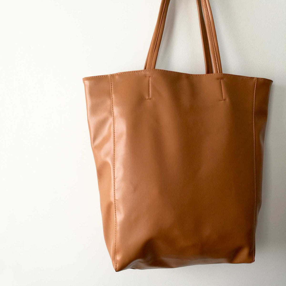 Oversized Eco Vegan Leather Lambskin Tote Bag 16.7" With Little Purse Inside - worthtryit.com