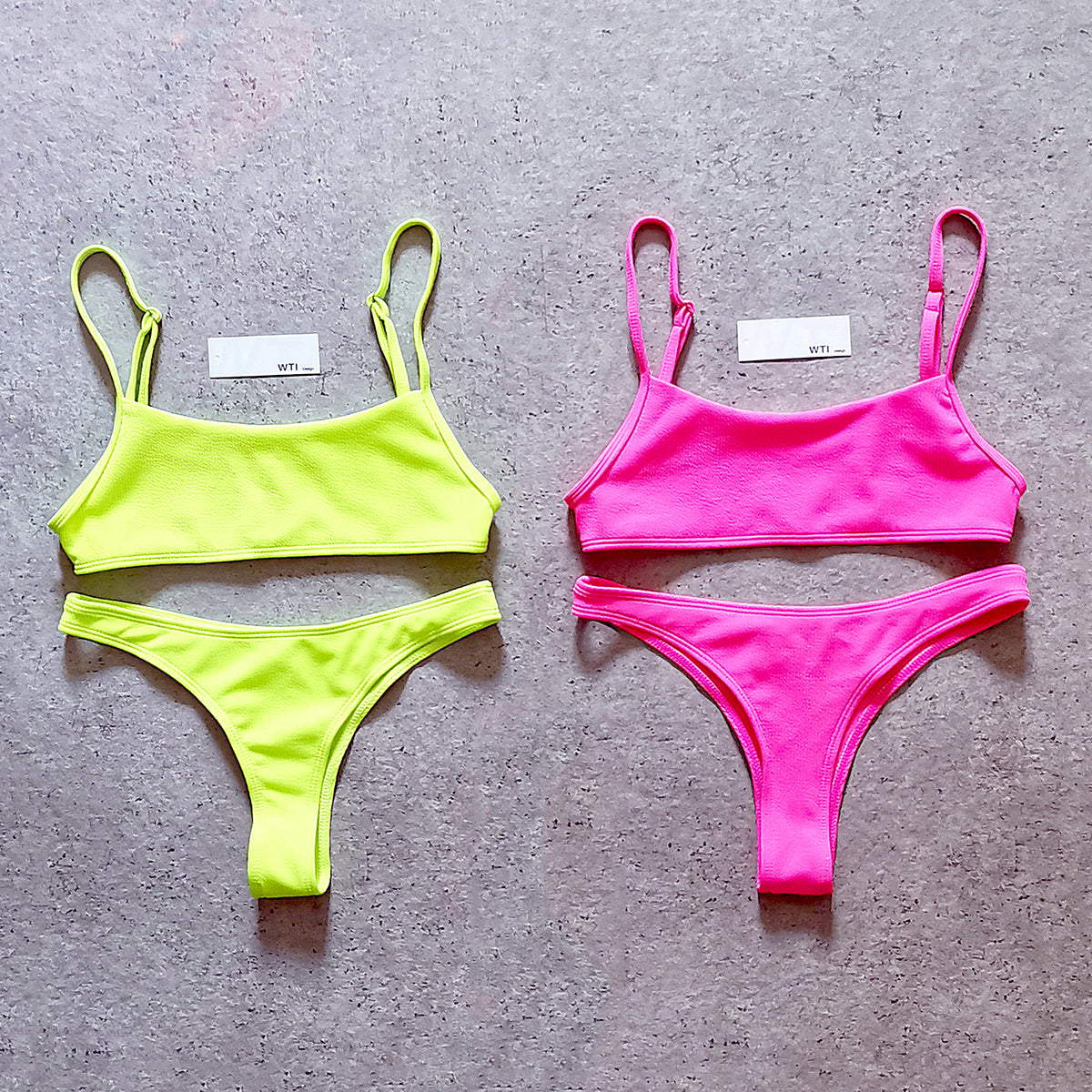 Ribbed Sporty Crop Top High Cut Bikini Swimsuit 1109