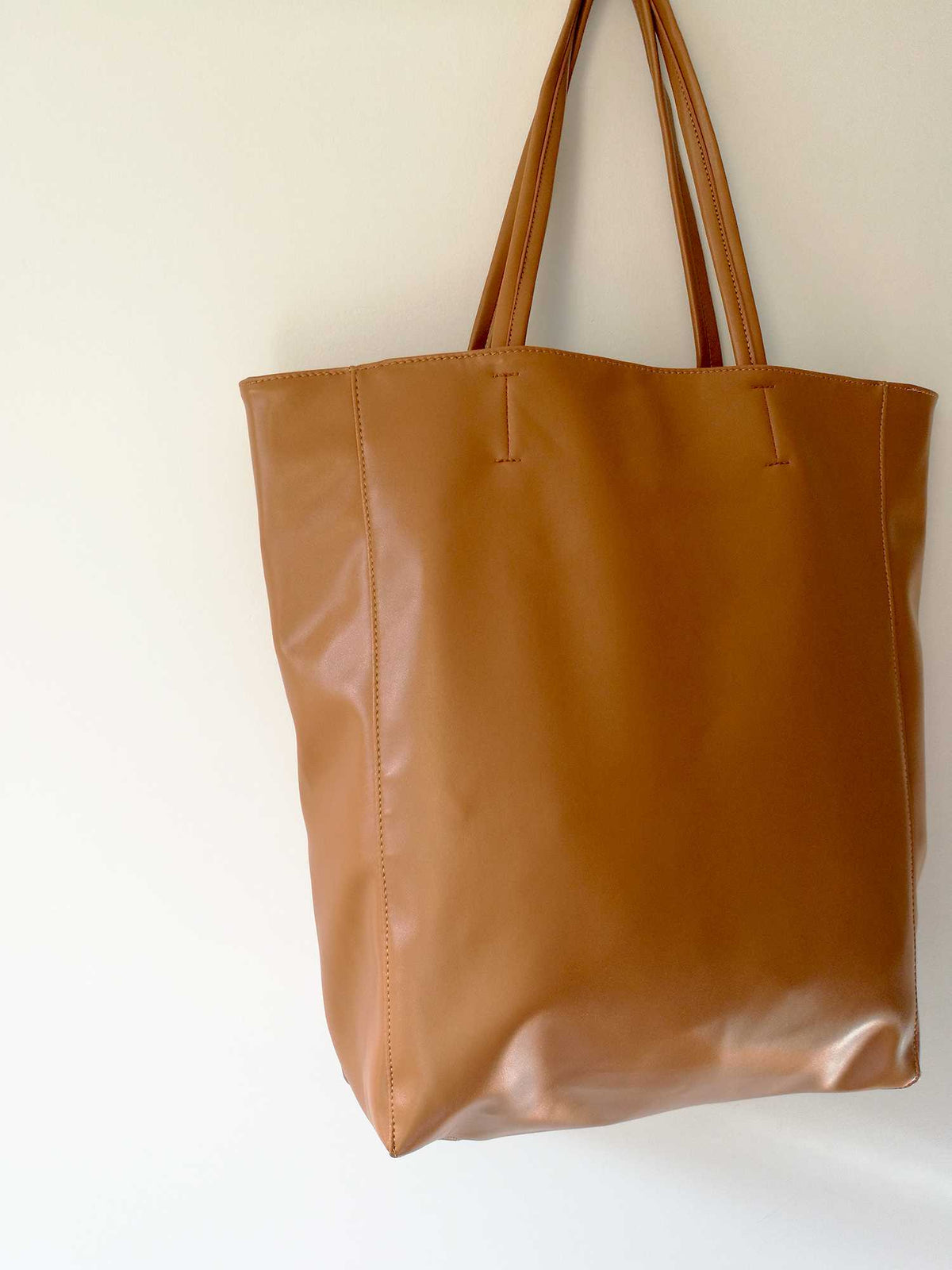 Oversized Eco Vegan Leather Lambskin Tote Bag 16.7" With Little Purse Inside - worthtryit.com