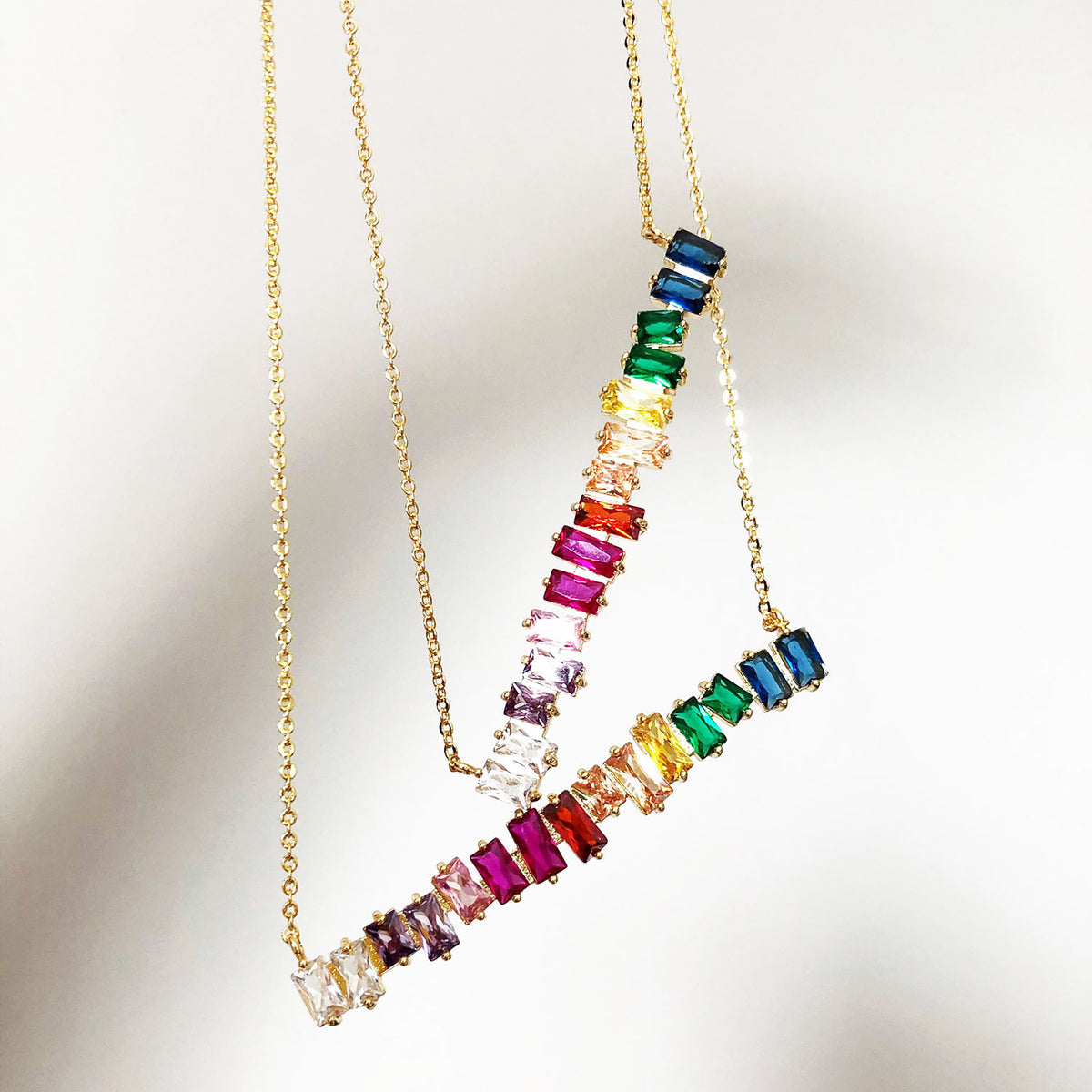Rainbow Baguette Choker Necklace - worthtryit.com