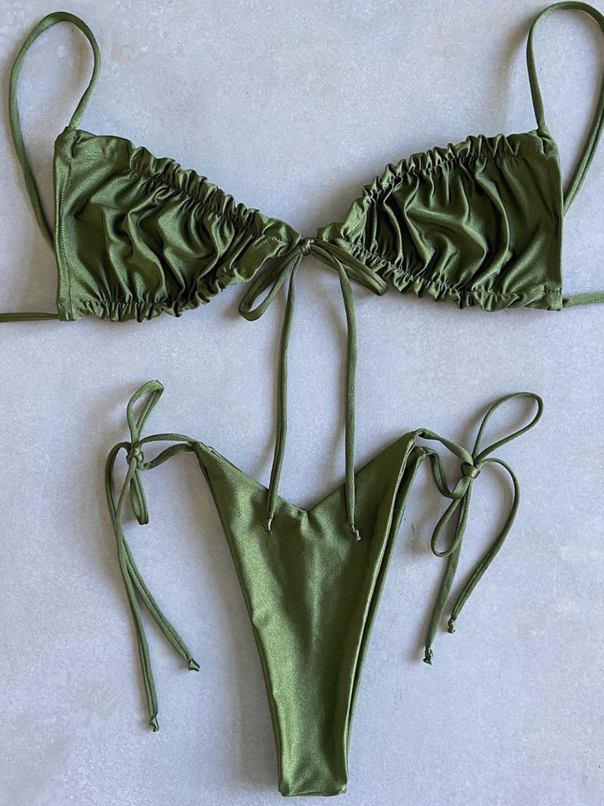 Scrunch Front Tie Triangle Bikini Swimsuit XX20