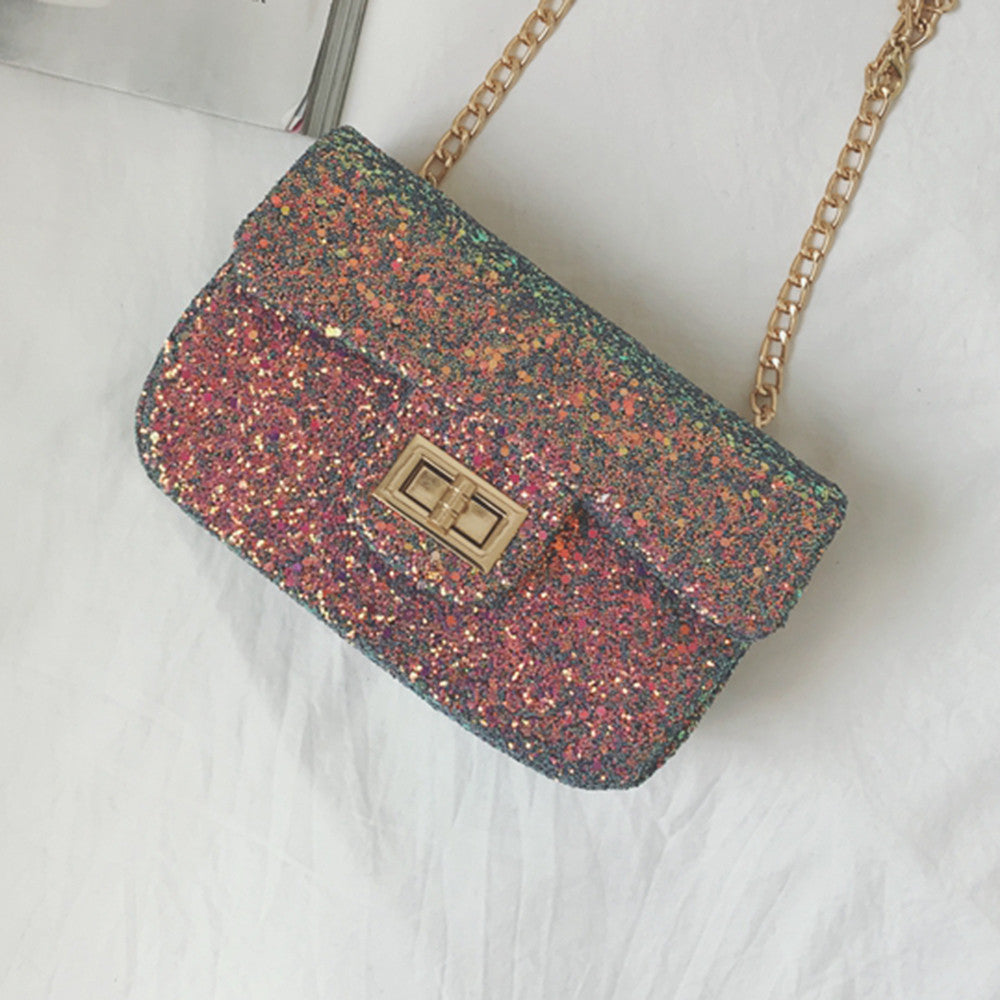 Reversible Sequined Chain Bag - worthtryit.com