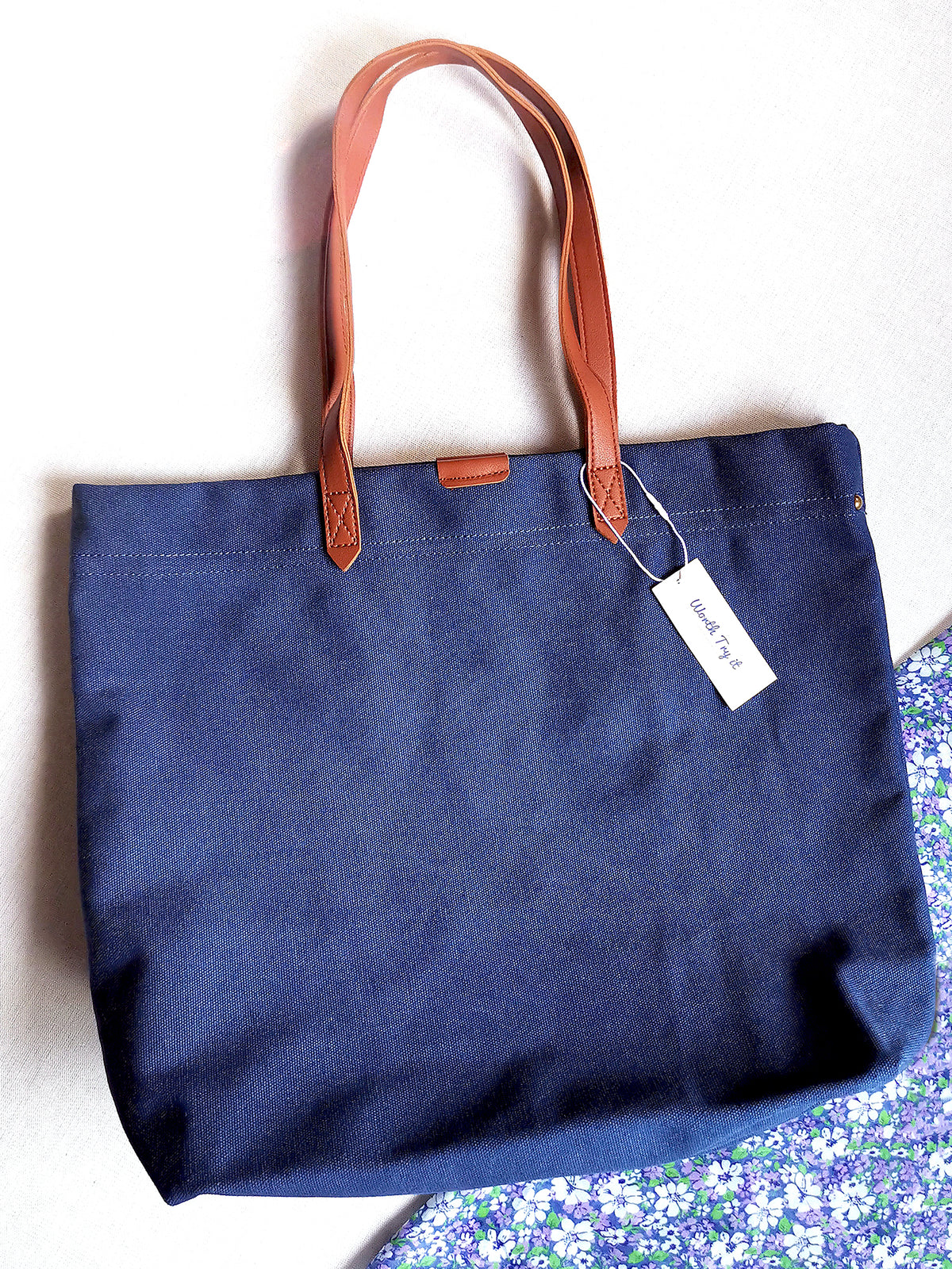 Canvas Bag with Leather Handles Transport Oversized Tote Bags
