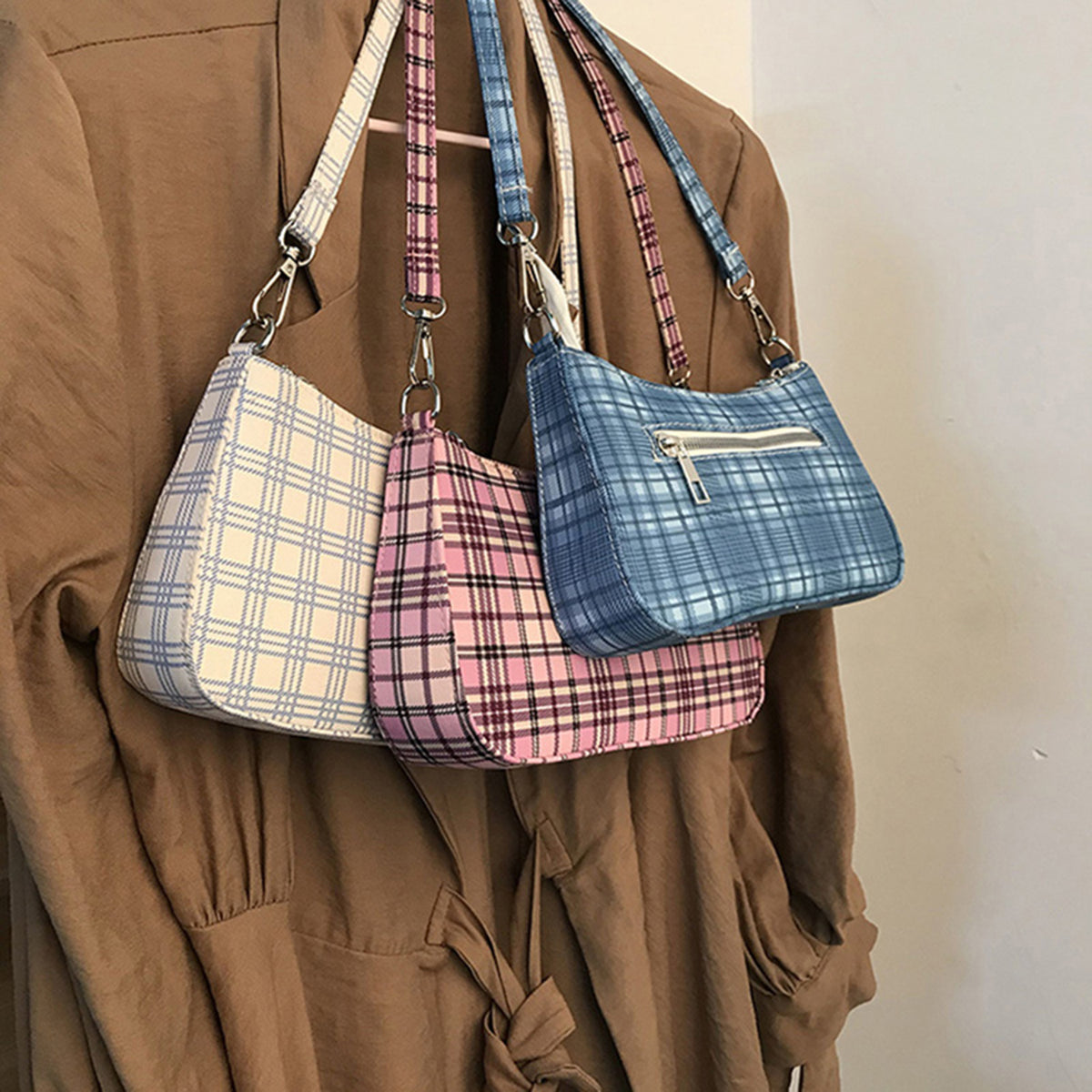 Vintage Checked Shoulder Bag