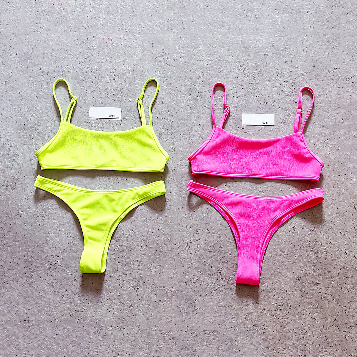 Ribbed Sporty Crop Top High Cut Bikini Swimsuit