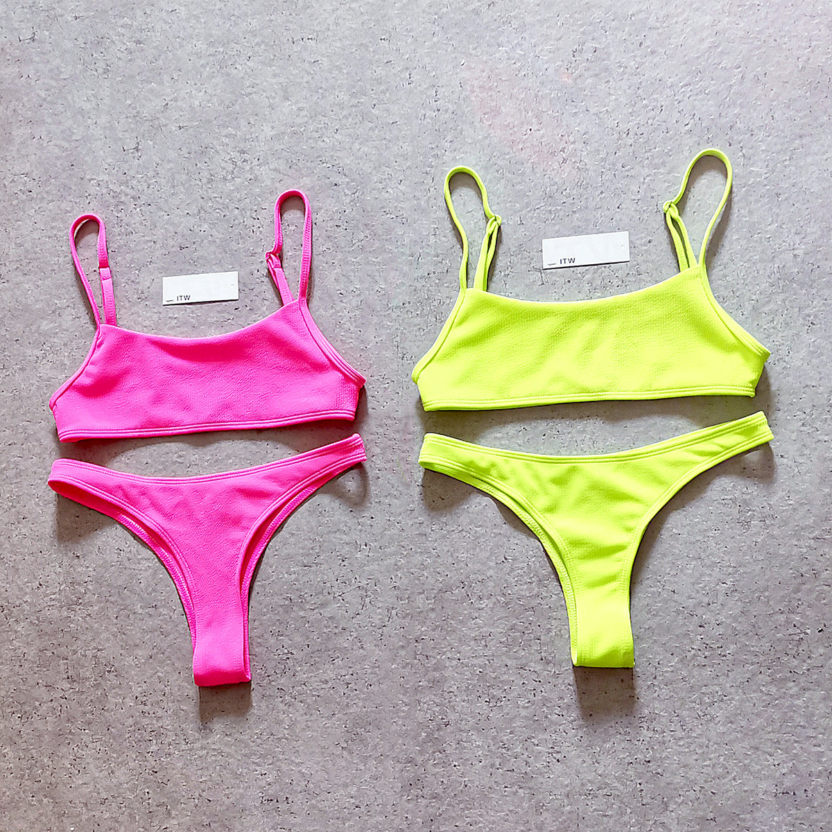 Ribbed Sporty Crop Top High Cut Bikini Swimsuit