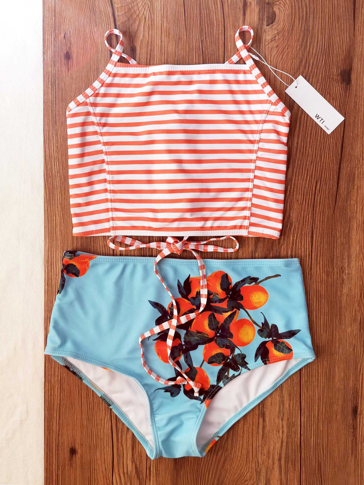 Lace up tank top with high leg bikini set 2025