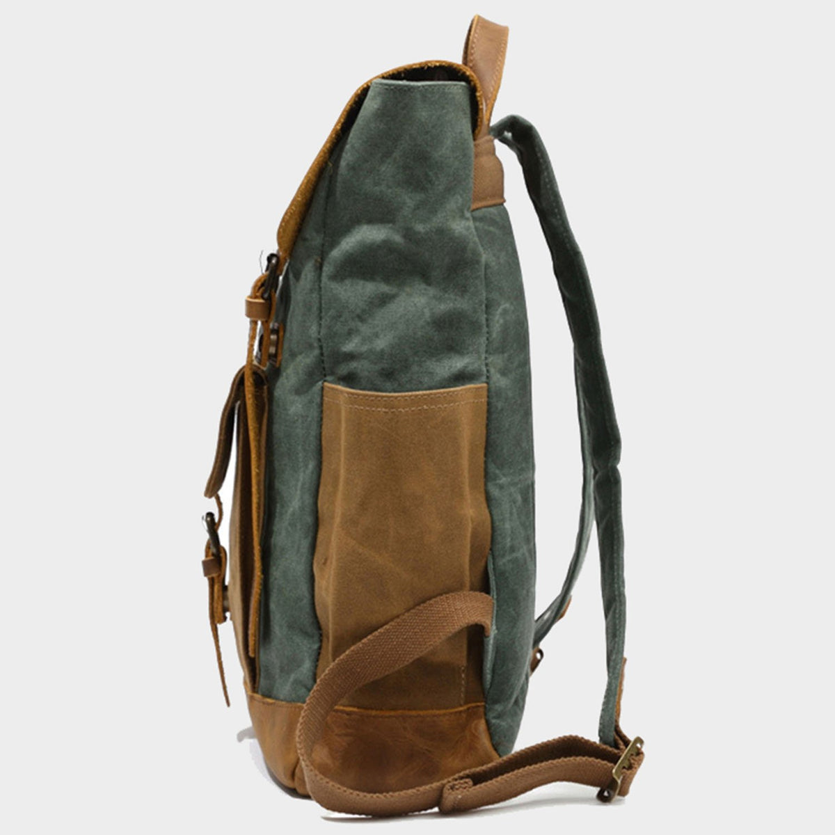 Vintage Style Unisex Canvas & Leather Rucksack Backpack 14" - worthtryit.com