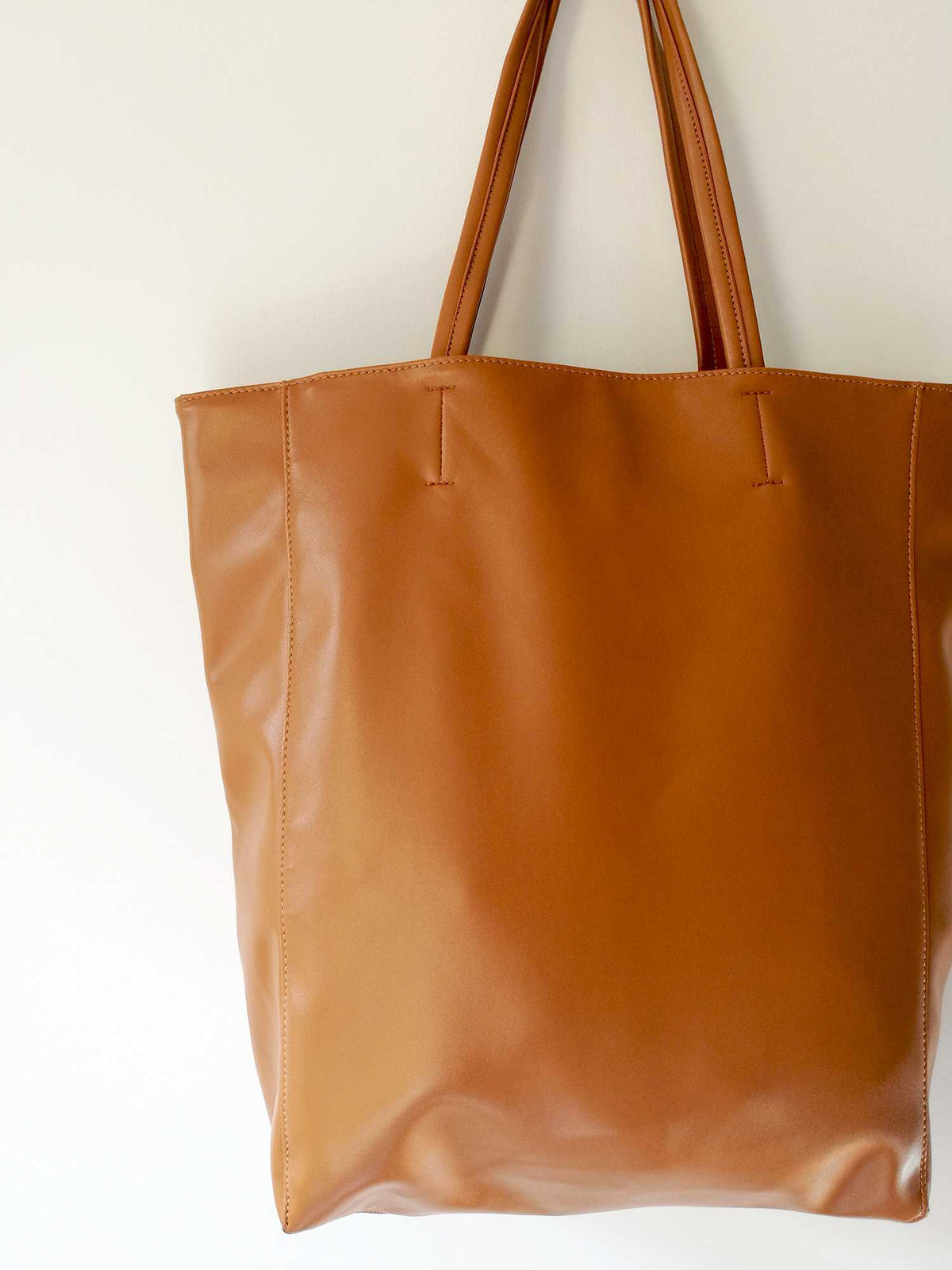 Oversized Eco Vegan Leather Lambskin Tote Bag 16.7" With Little Purse Inside - worthtryit.com