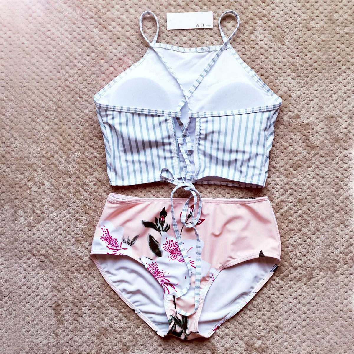 Lace up tank top shop with high leg bikini set
