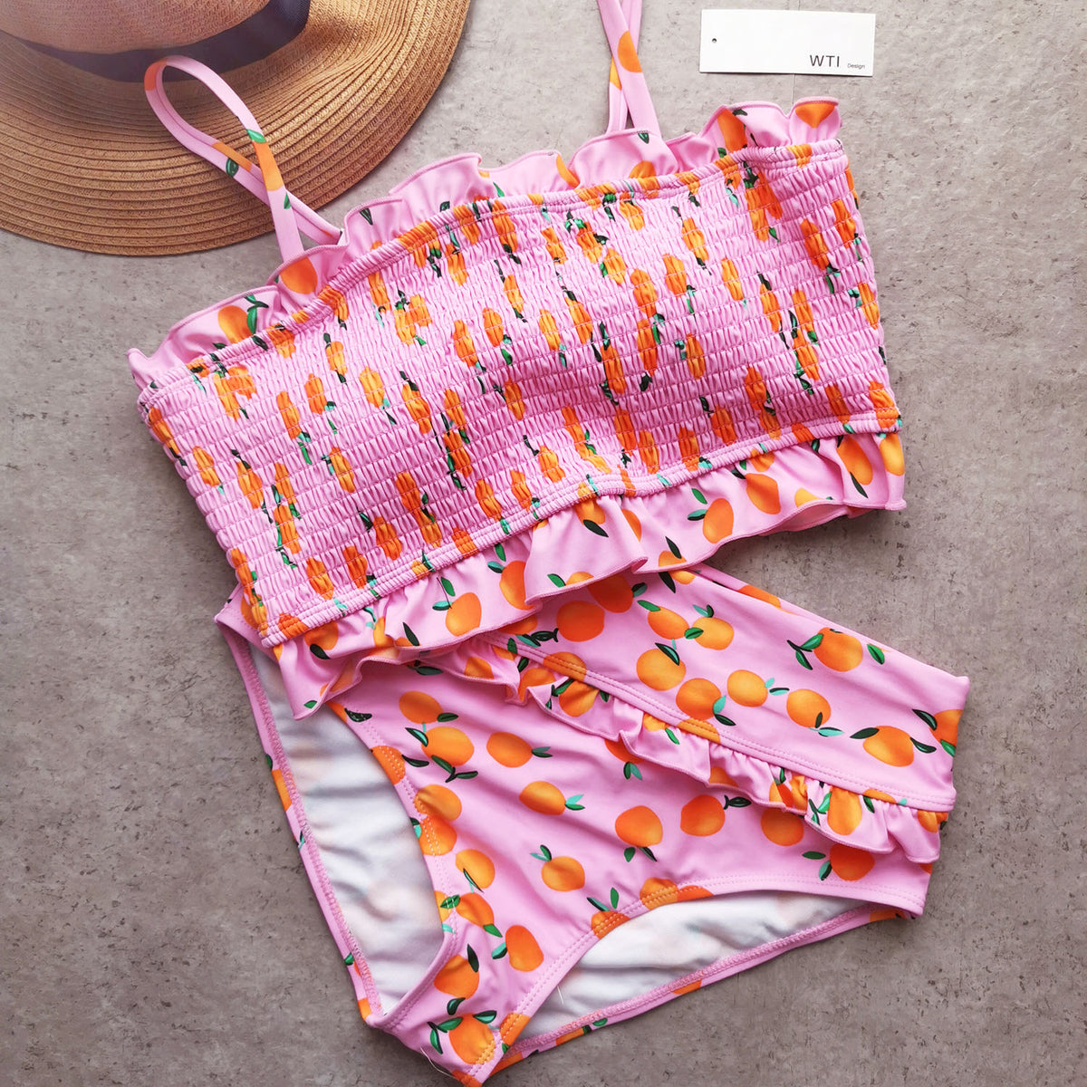 Yellow Stripes Ruffle Waisted Triangle Bikini Swimsuit – W.T.I. Design