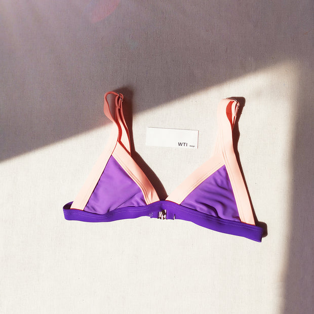 Color Blocked High Cut Triangle Bikini Swimsuit