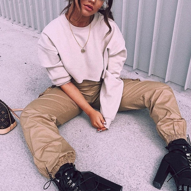 Classic Round Neck Short Sweatshirt